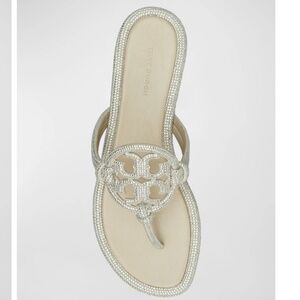 Tory Burch Miller Pave Knotted Sandal 6 Stone Gray New with Box